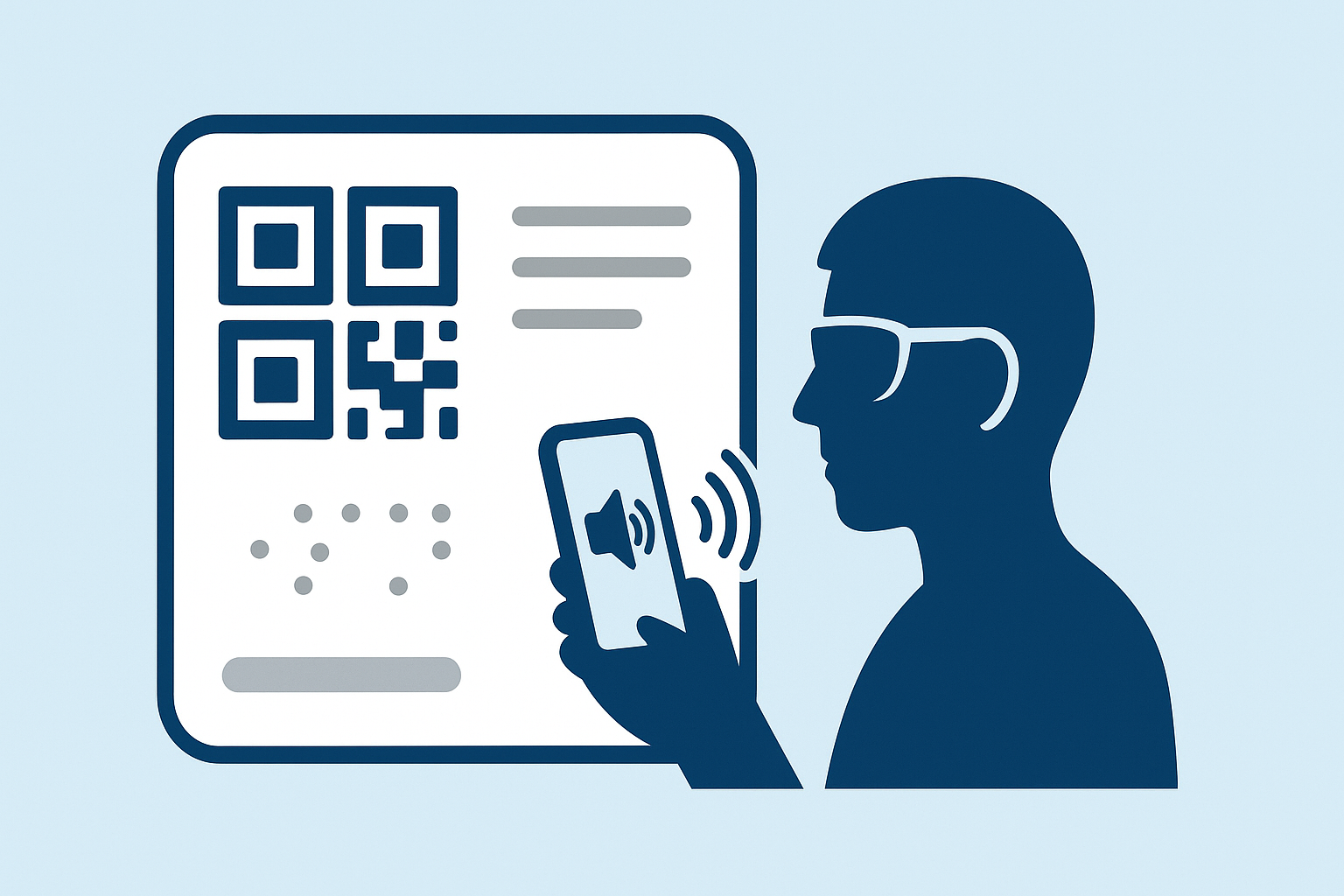 Medicine packaging with QR code and Braille label being used by visually impaired individual