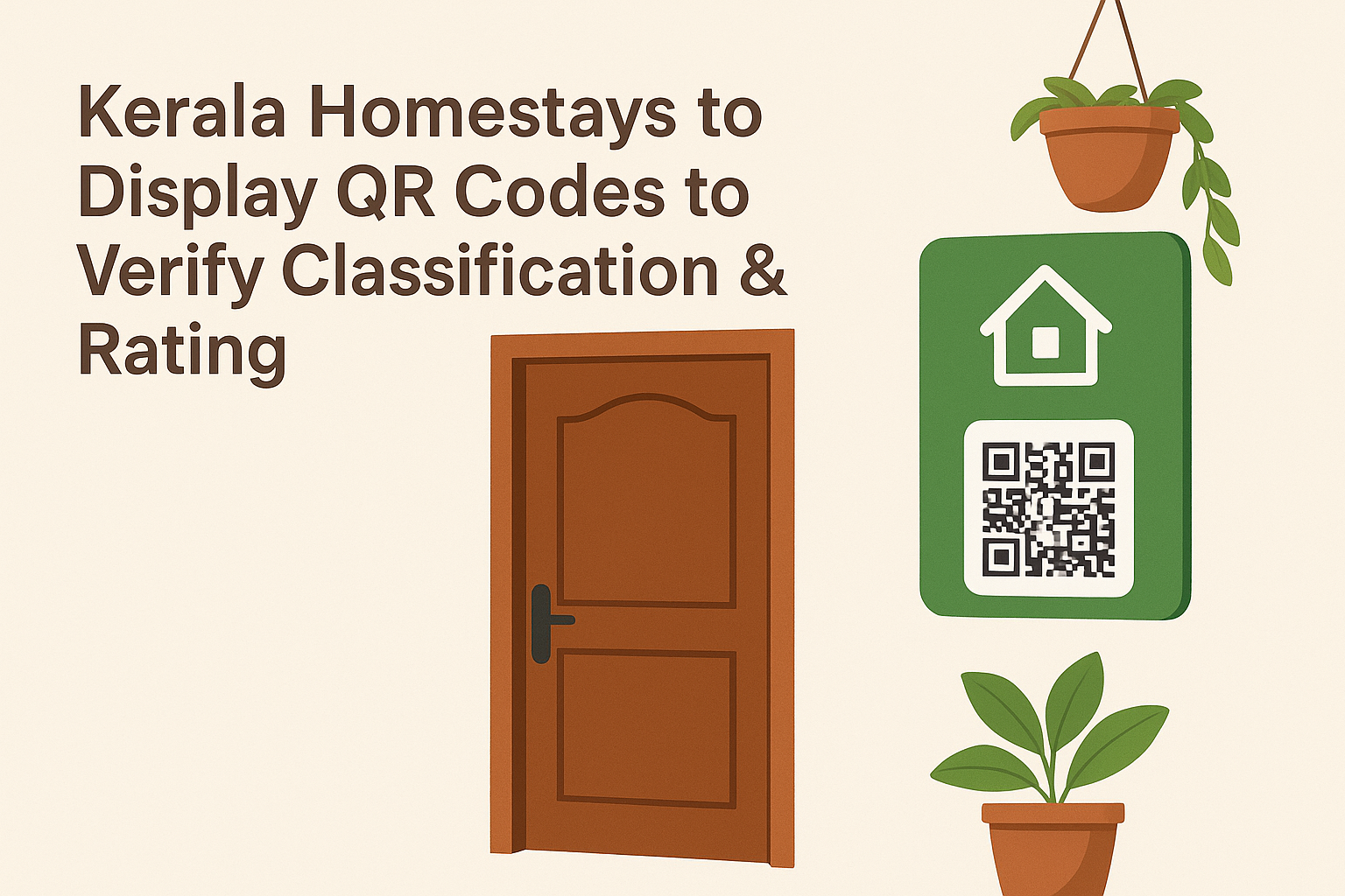 Kerala homestay with signboard and QR code display